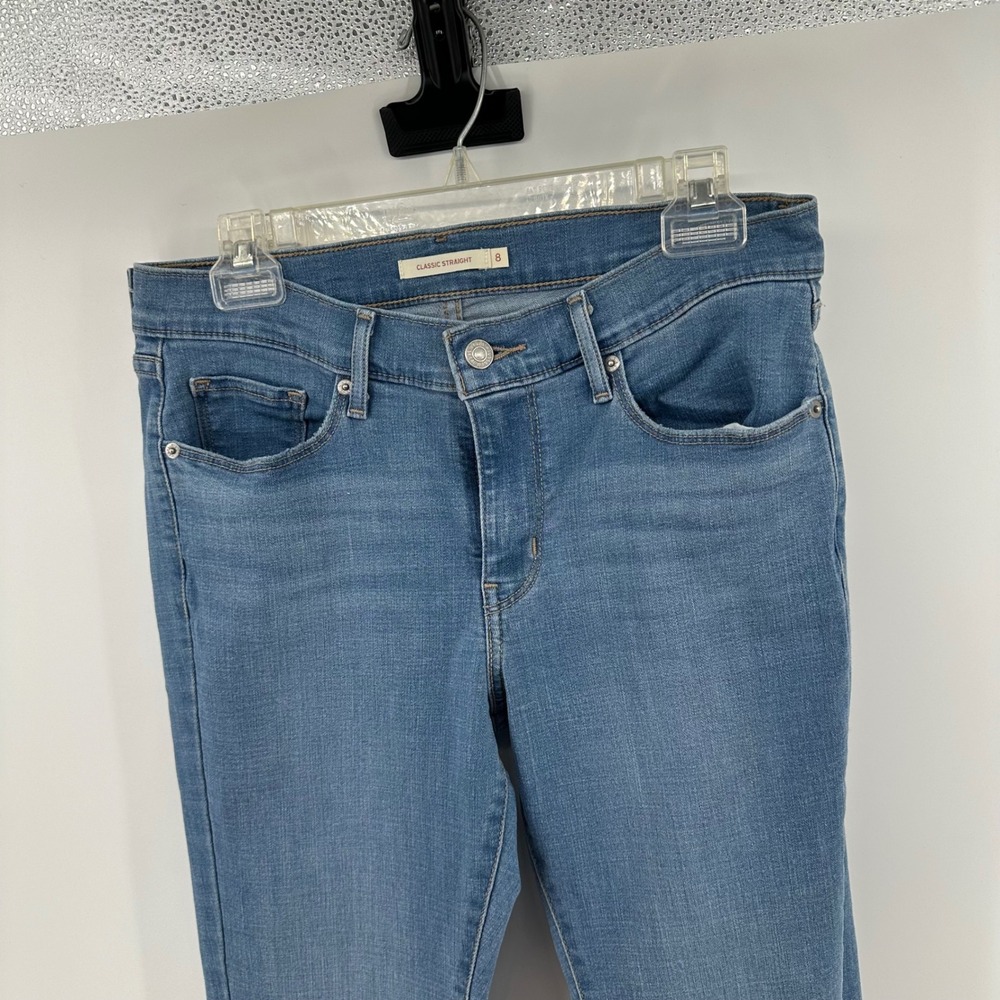 Levi Strauss & Co Classic Straight Leg Jeans Women's 8 Blue Medium Wash Stretch - Picture 9 of 15